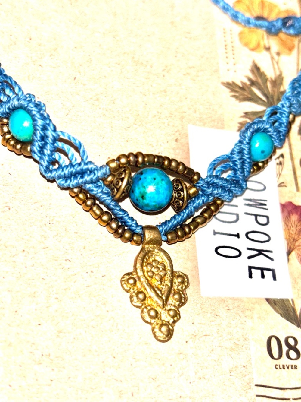 Firm price please 🙏 Handcrafted Natural Turquoise and Gold Beaded choker